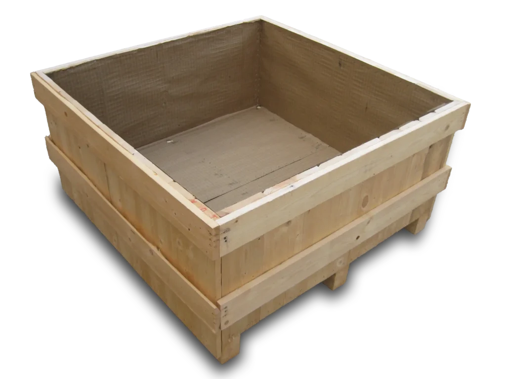 houten kist met kraft papier