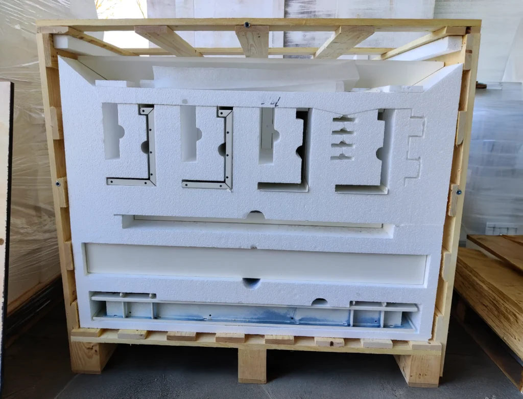 houten krat met polystyreen buffer